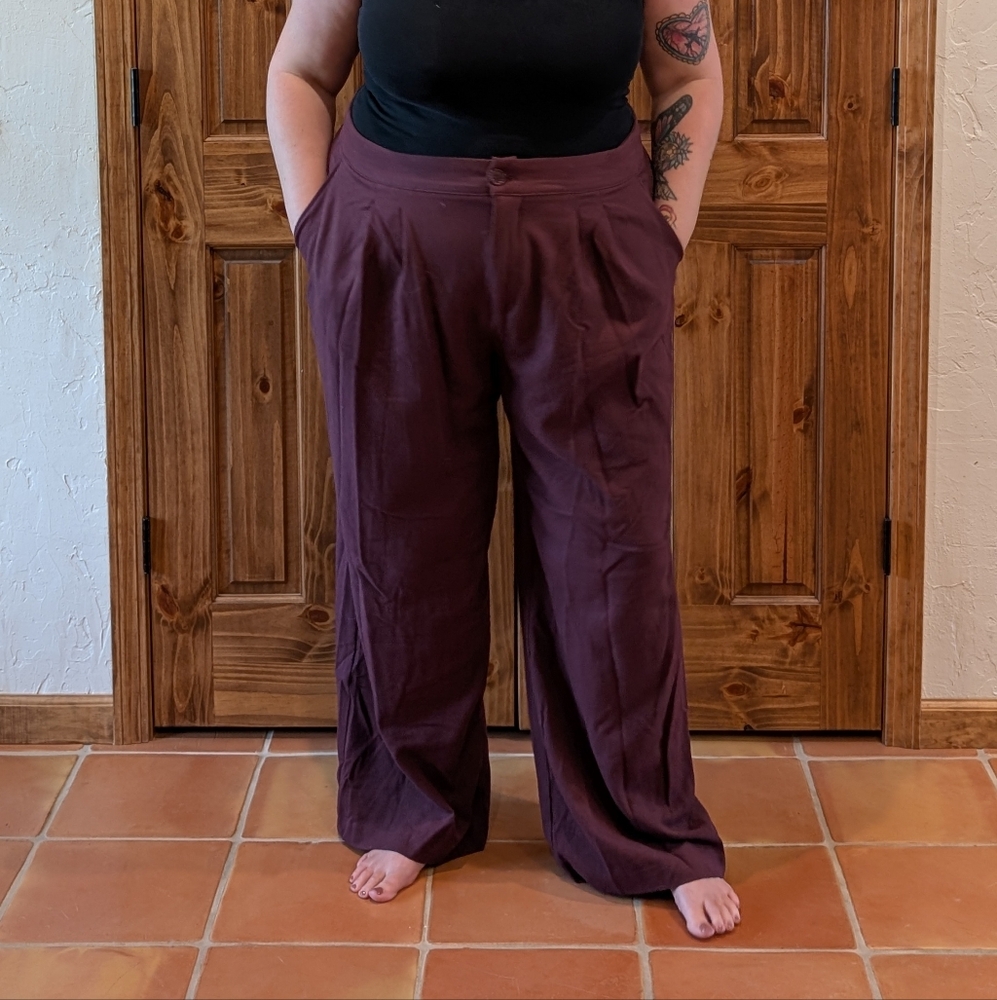 Purple Wide Leg High-Waisted Pants